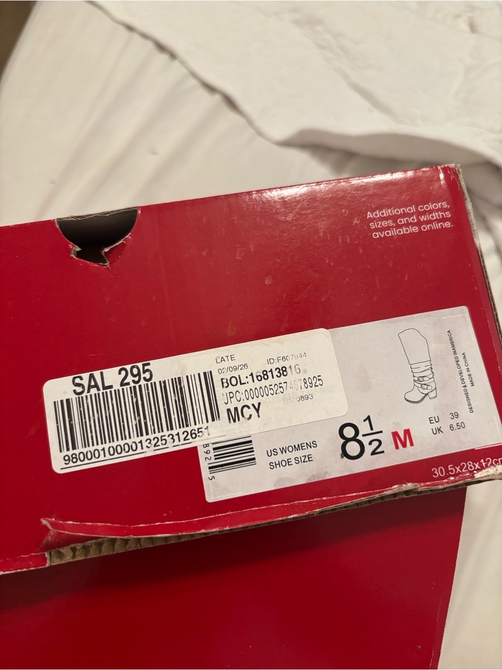 Journee Collection Red and White Heeled Boots Box - Picture 3 of 4